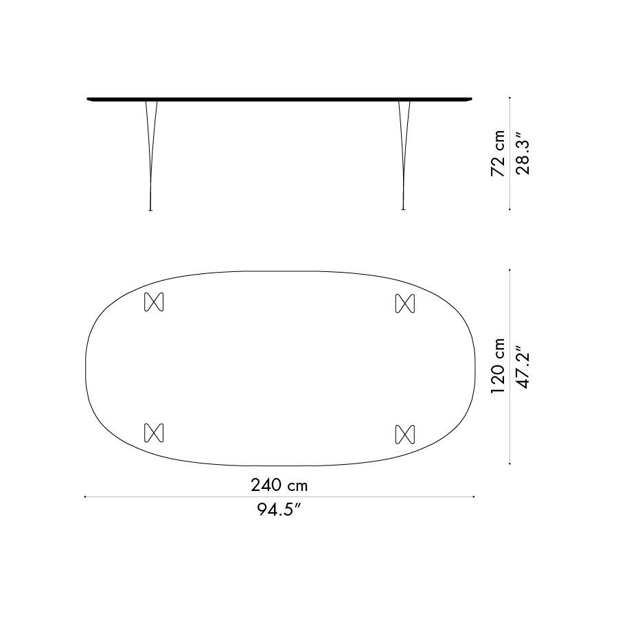 B614 Super-Elliptic Table 240x120x72cm