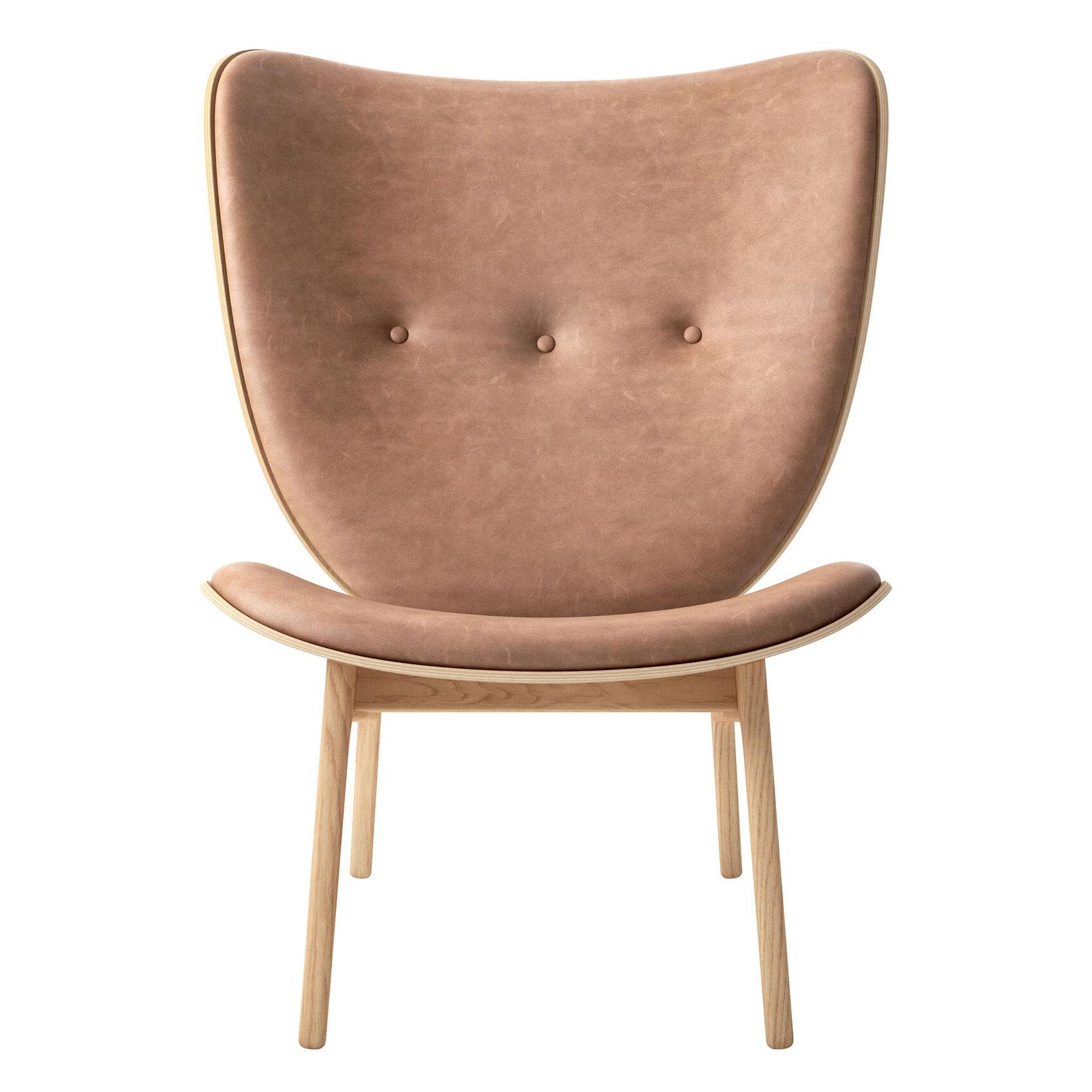 Elephant Lounge Chair Leather Natural Oak Frame