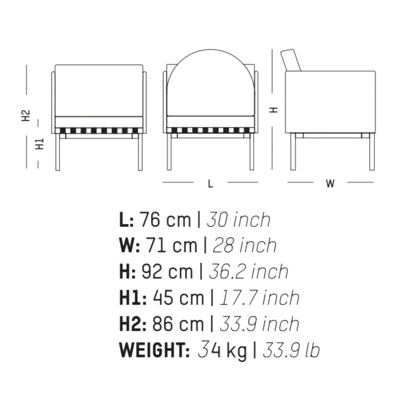Grid Armchair With 2 Armrests Frame Oak