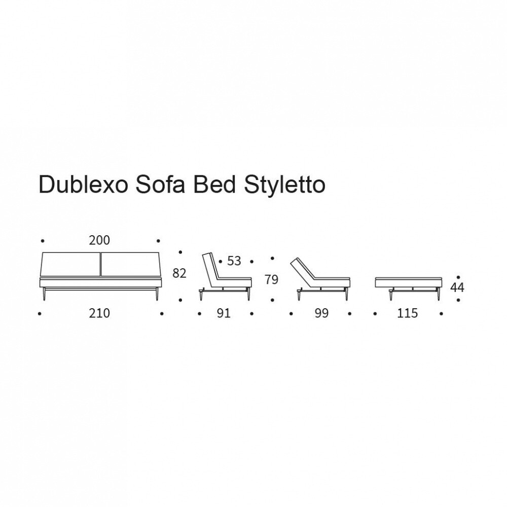 Dublexo Styletto Sofa Bed Dark Wood 210x91cm