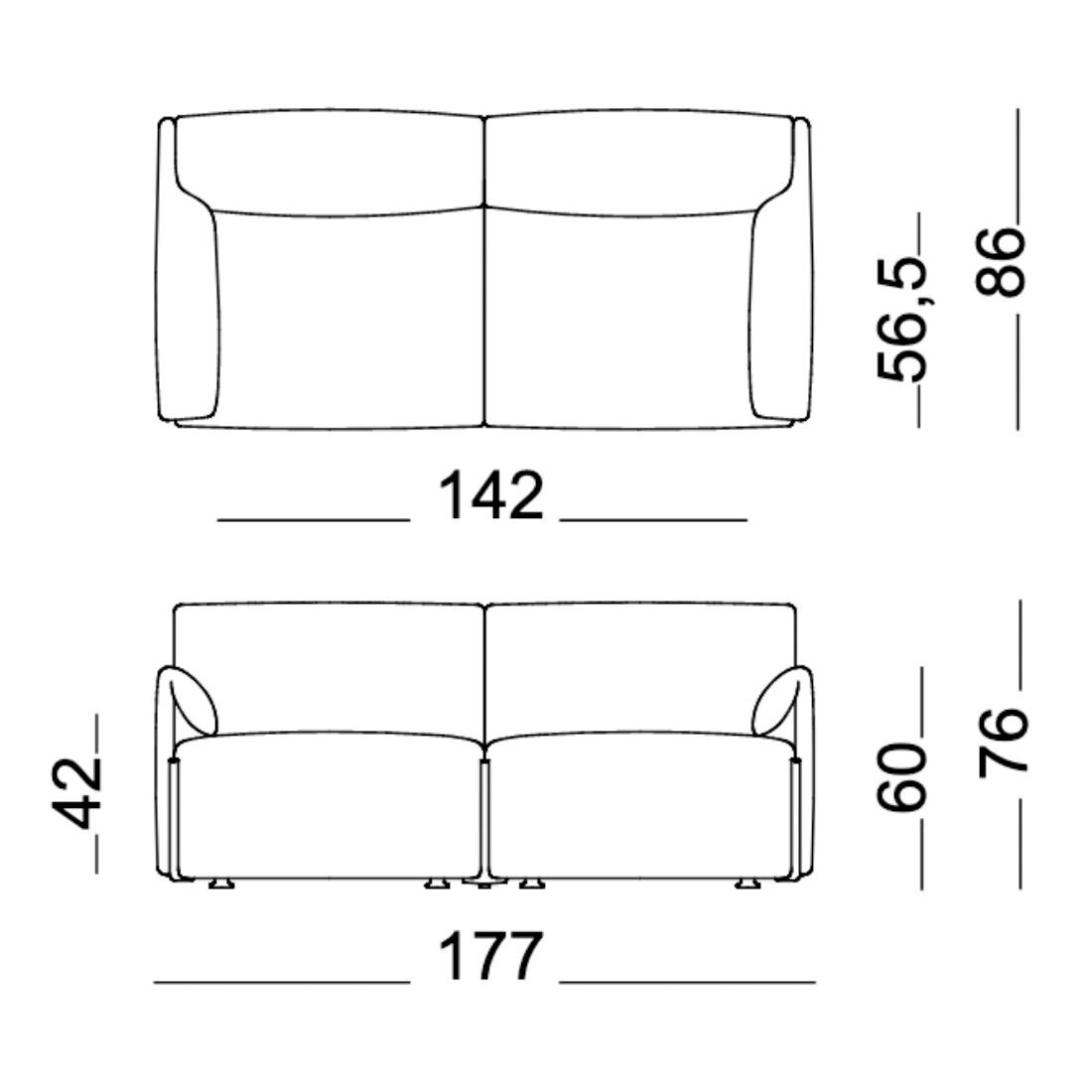 Costume 2-Seater Sofa 177x86x76cm