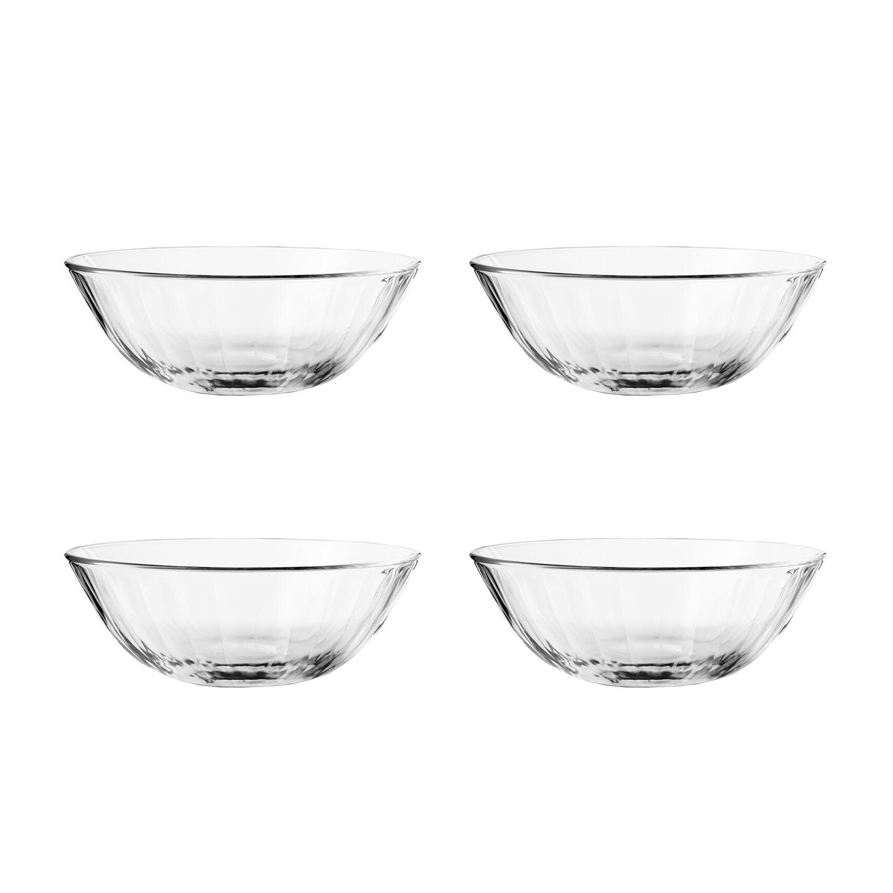 Facet Glass Bowl 0.5L Set of 4