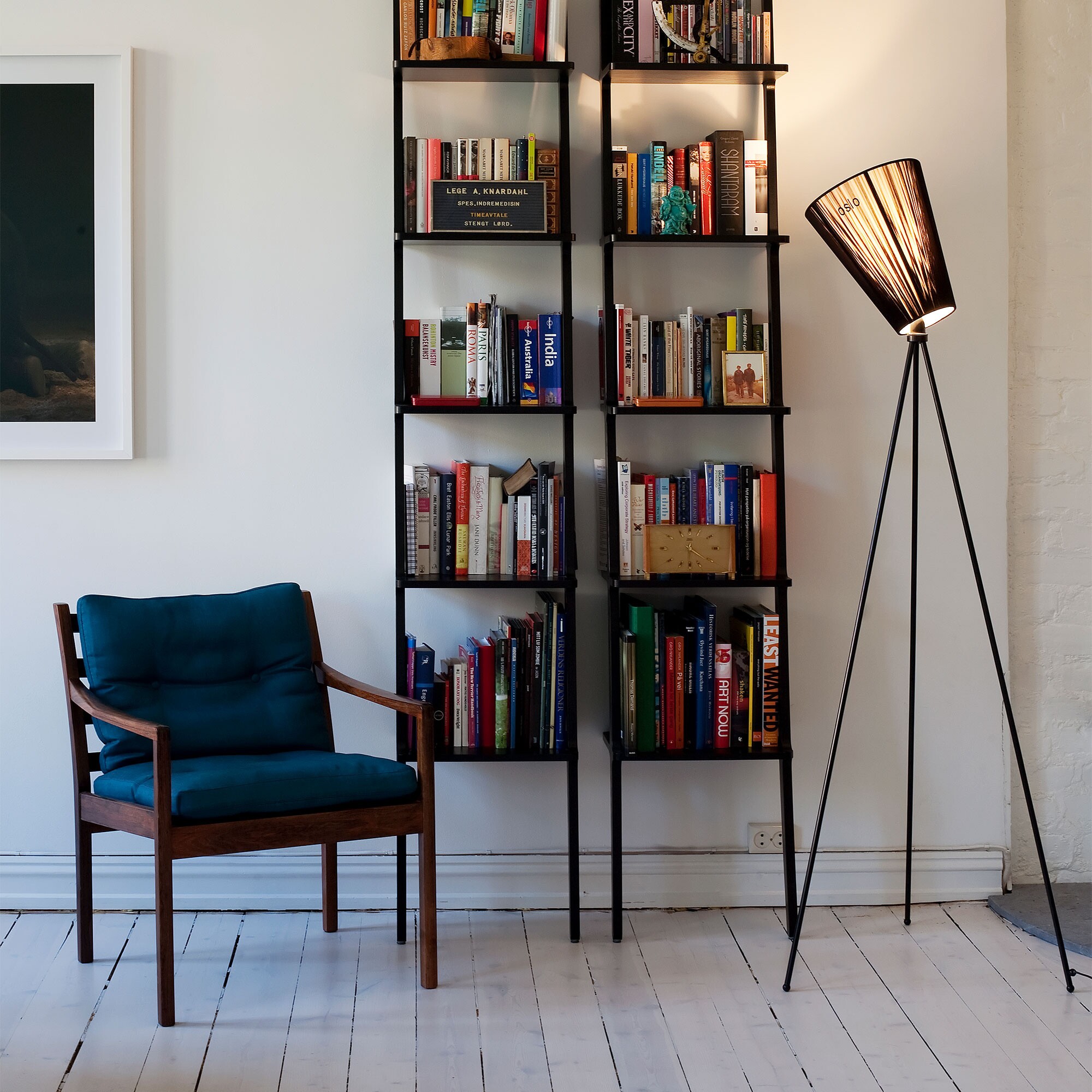 Oslo Wood Floor Lamp Black Base