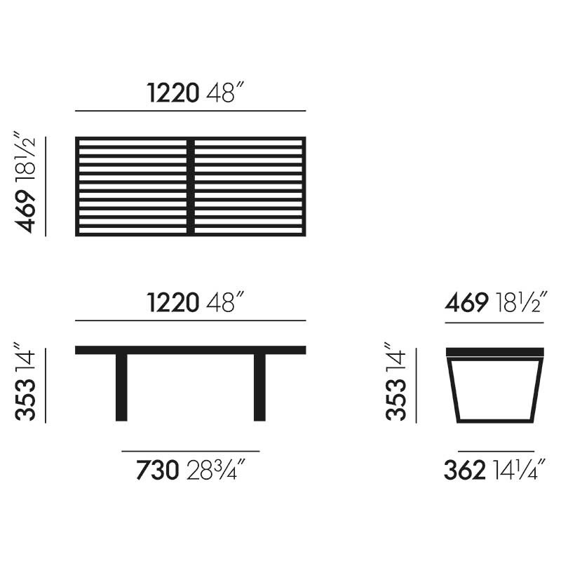 Nelson Bench 122x46.9x35.3cm
