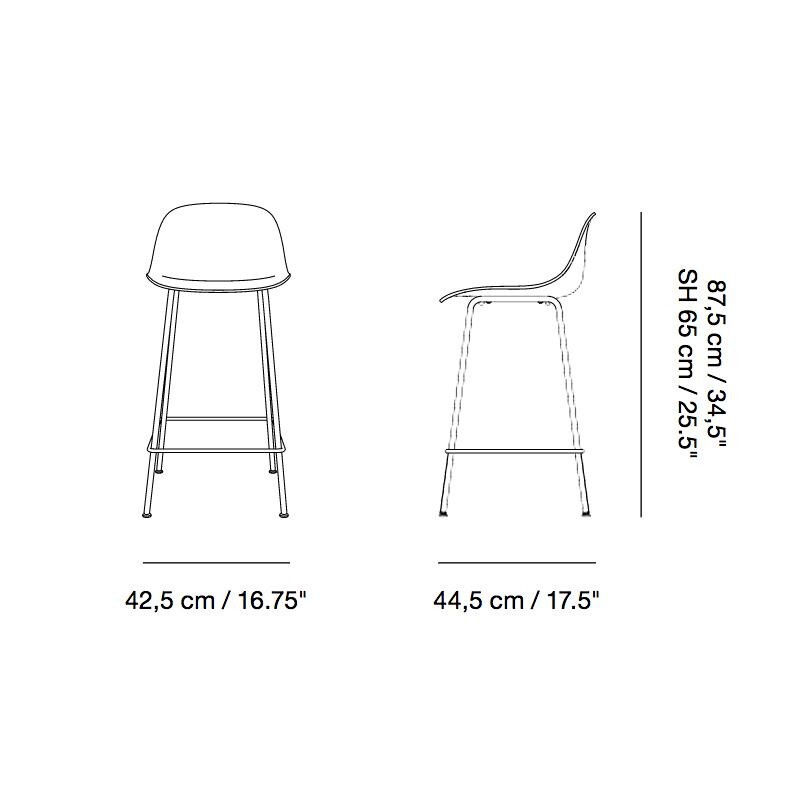 Fiber Bar Stool With Backrest 65cm