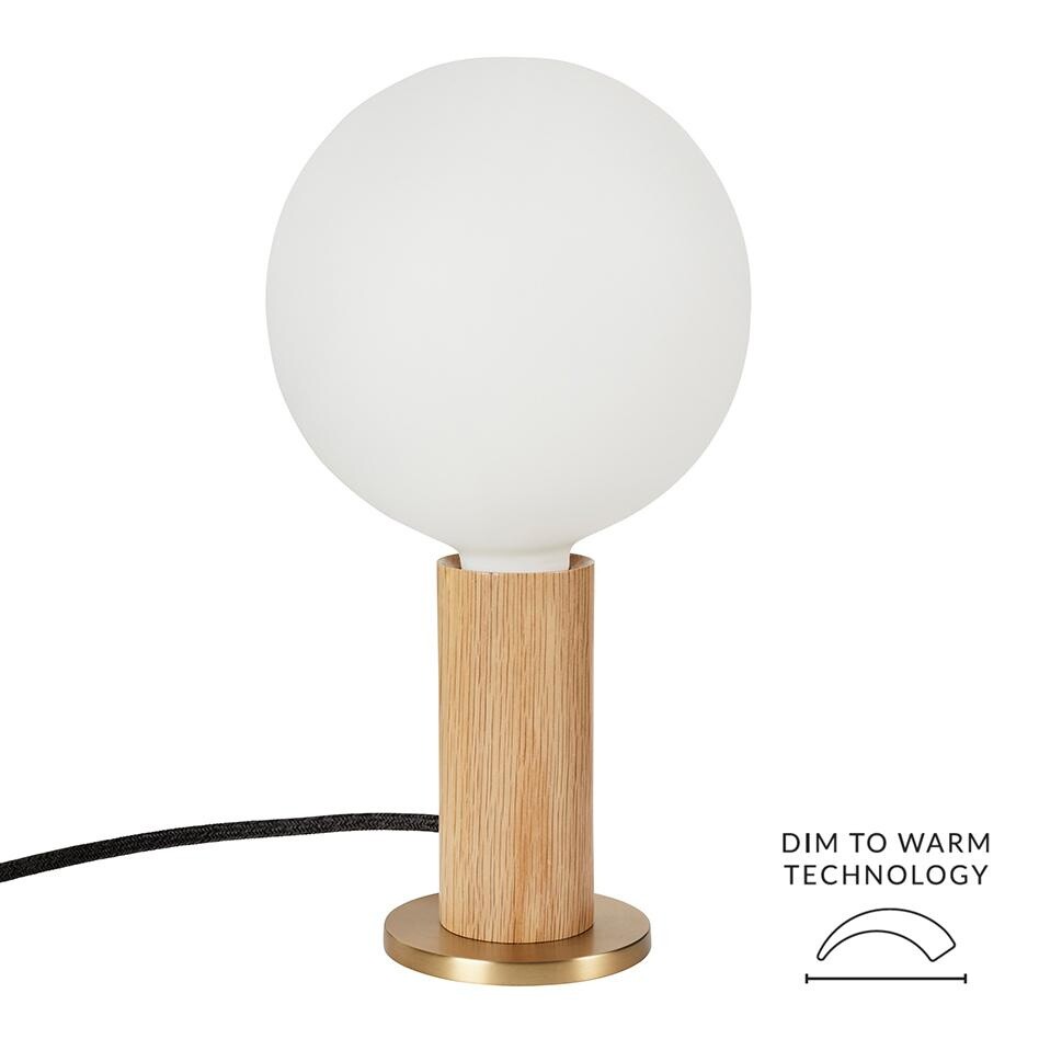 Oak Knuckle Table Lamp With Sphere IV LED E27 8W Dim To Warm