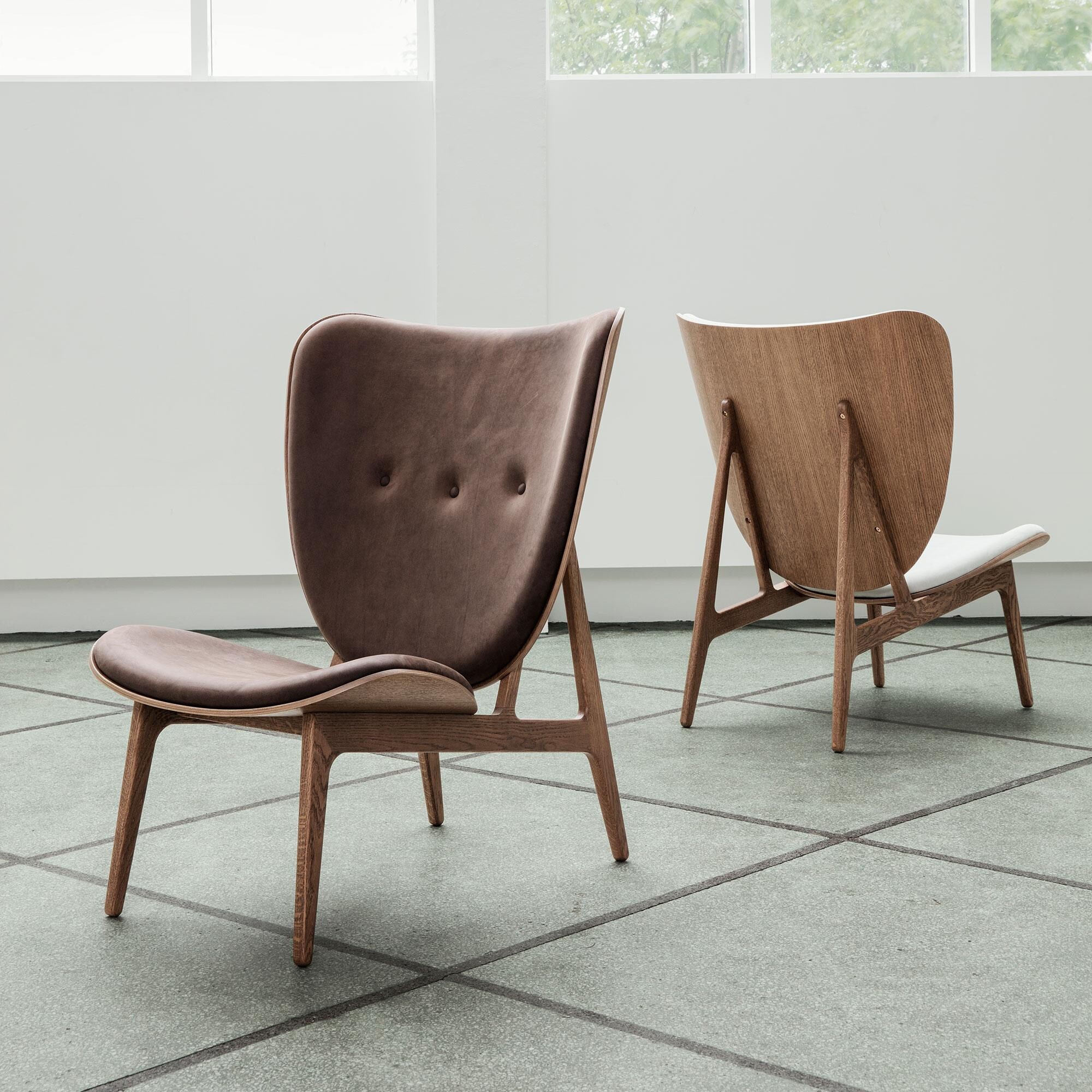 Elephant Lounge Chair Leather Smoked Oak Base