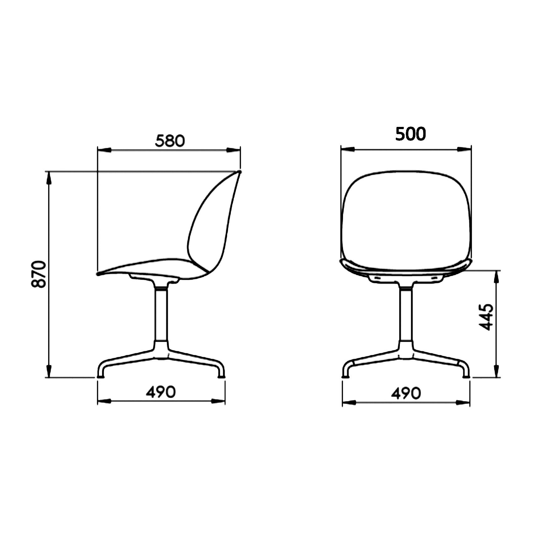 Beetle Meeting Chair Frame 4-Star Swivel