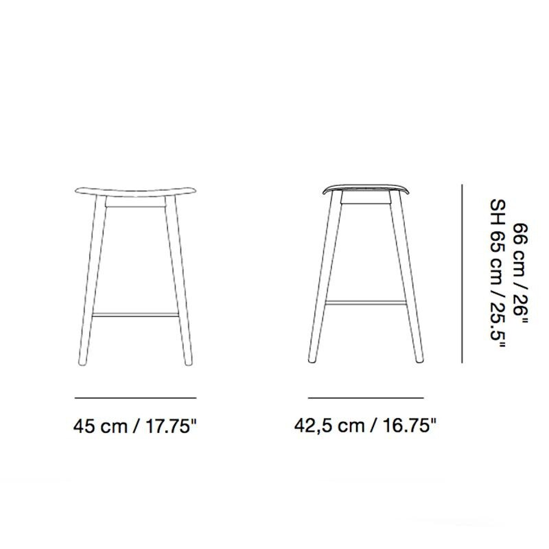 Fiber Bar Stool Wood Base 65cm Leather
