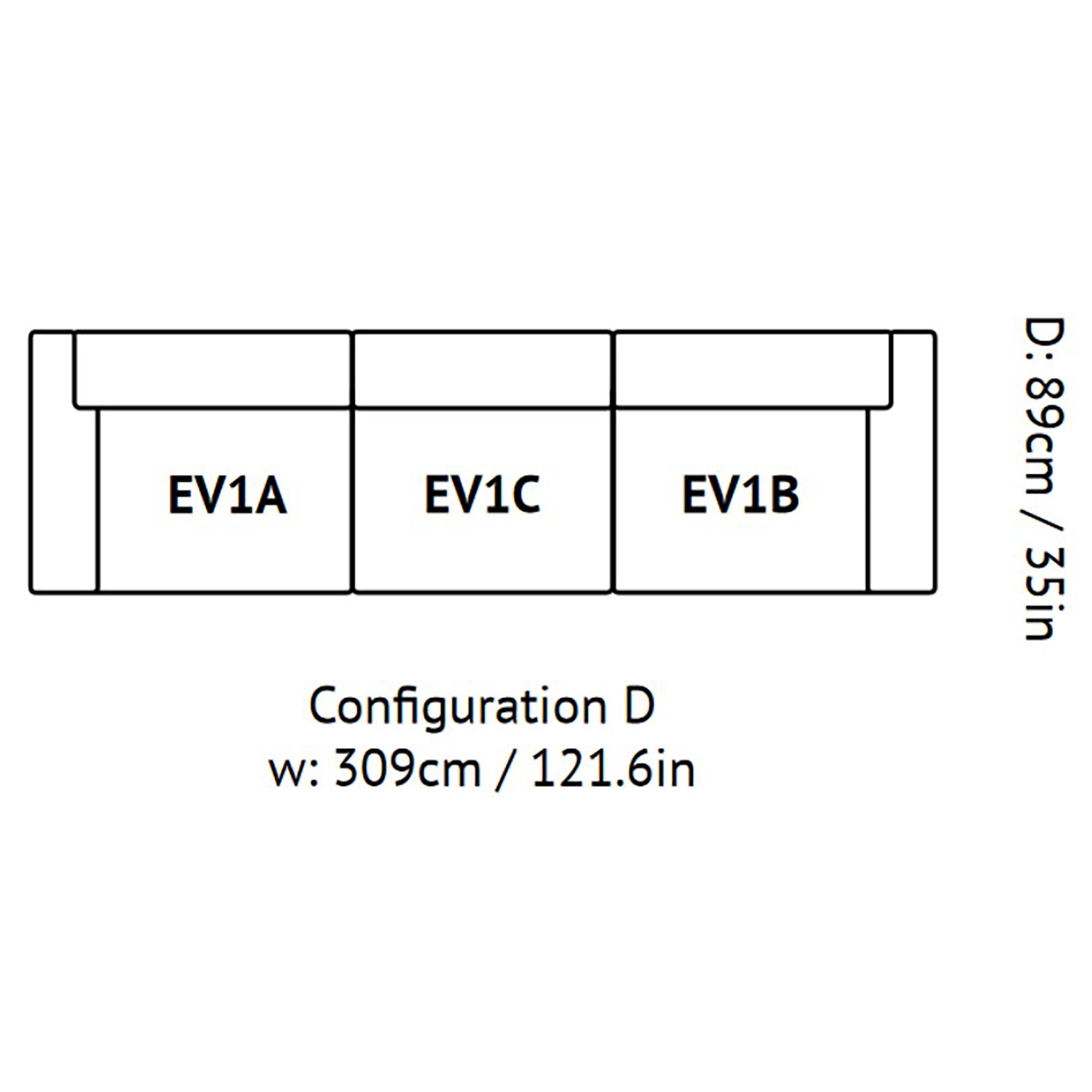 Develius 3-Seater Sofa 309x70x89cm