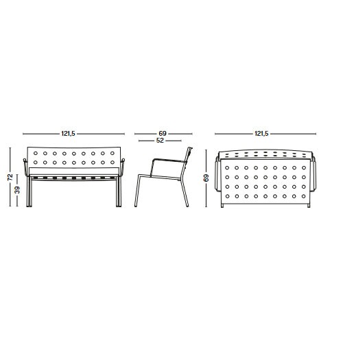 Balcony Lounge Outdoor Bench 121.5cm