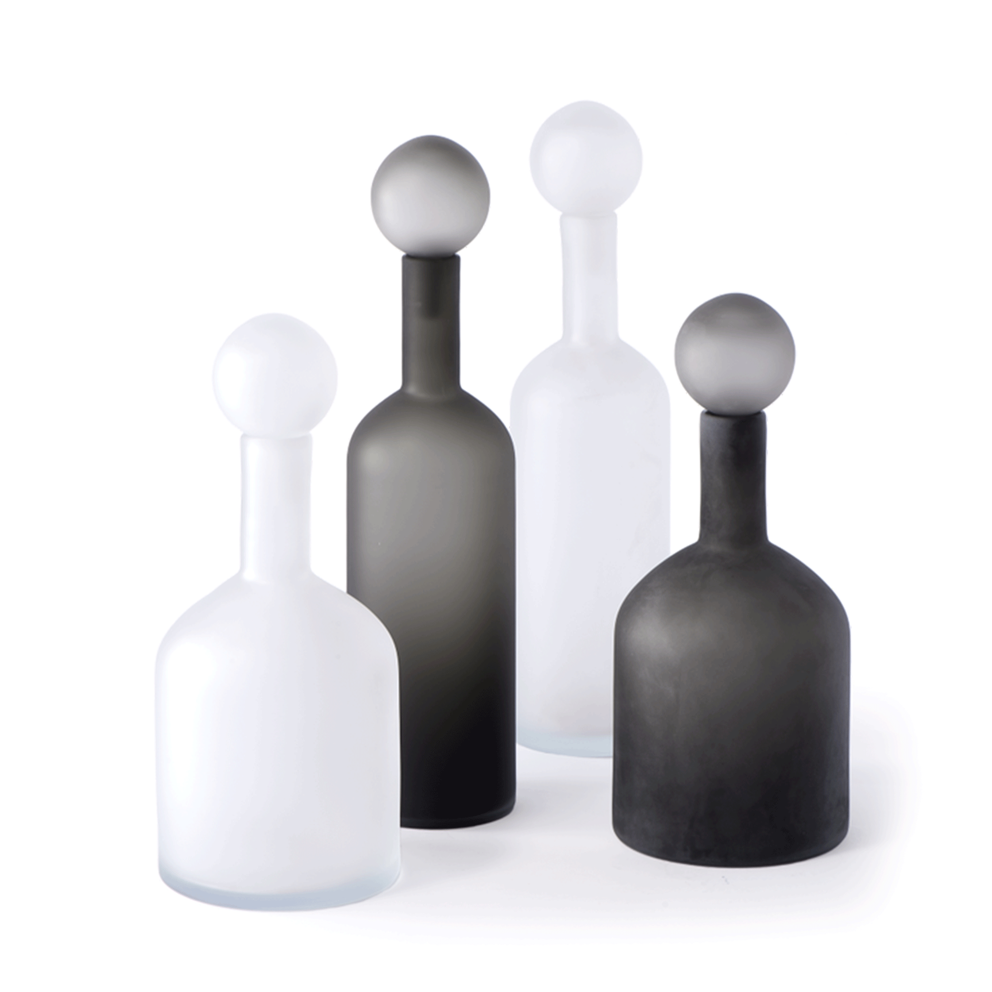 Bubbles & Bottles Carafe Set of 4 black matt