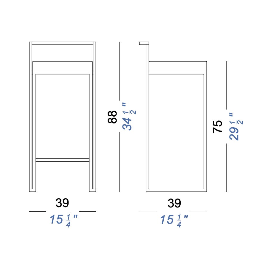 Cubo S62 Bar Stool Seat Solid Wood H75cm
