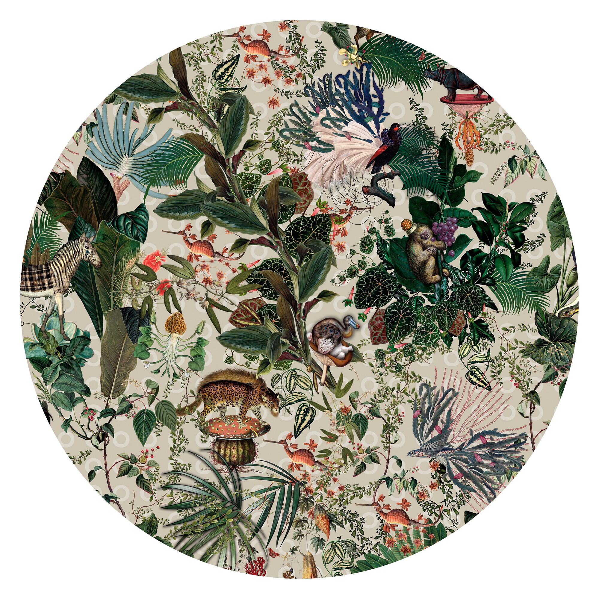 Menagerie of Extinct Animals Ivory Carpet