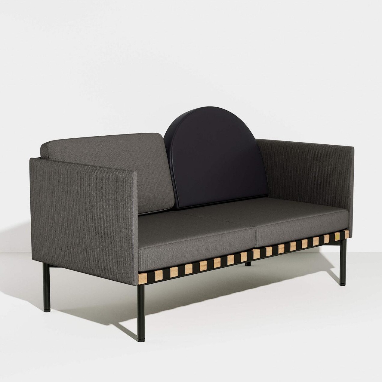 Grid Sofa With 2 Armrests Frame Oak
