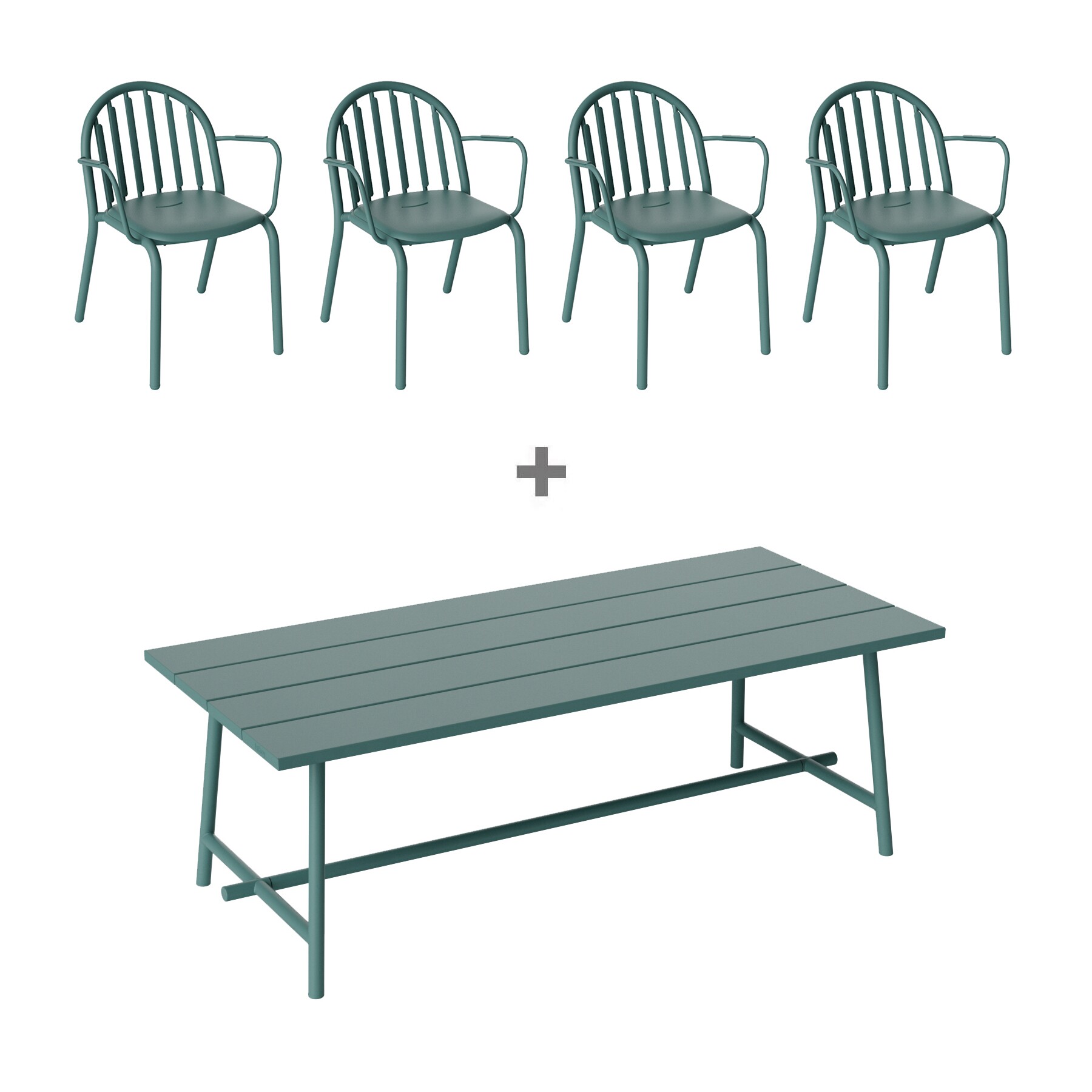 Exclusive Edition Fred's Set Garden Table 220x100cm + 4 Garden Armchairs