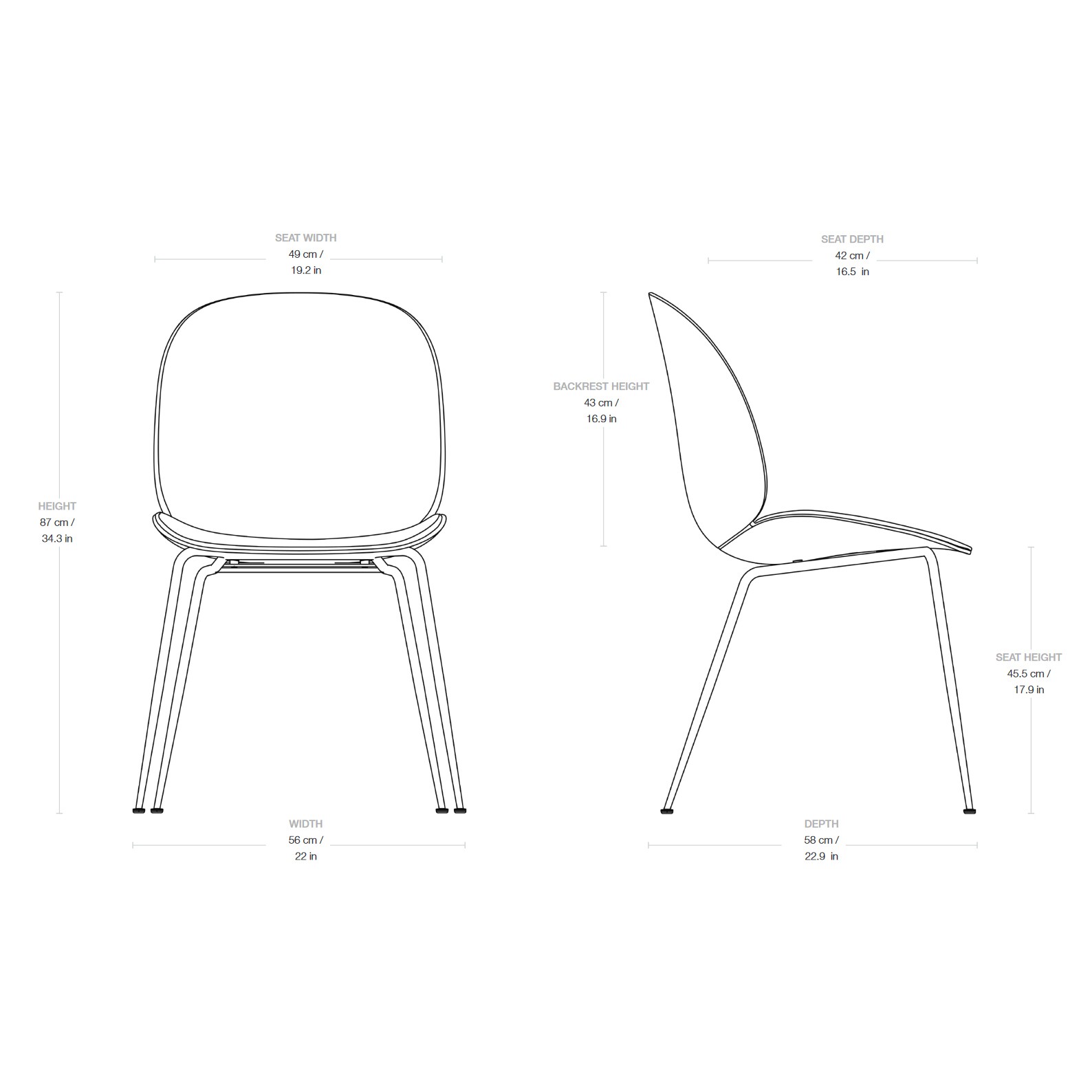 Beetle 3D Veneer Dining Chair Leather Upholstered