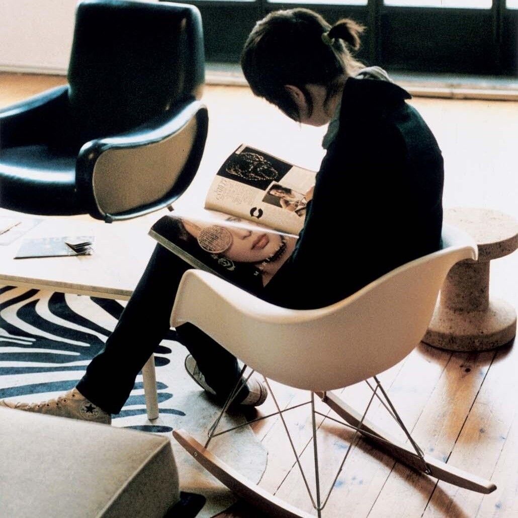 Eames Plastic Armchair RAR Rocking Chair Chromed