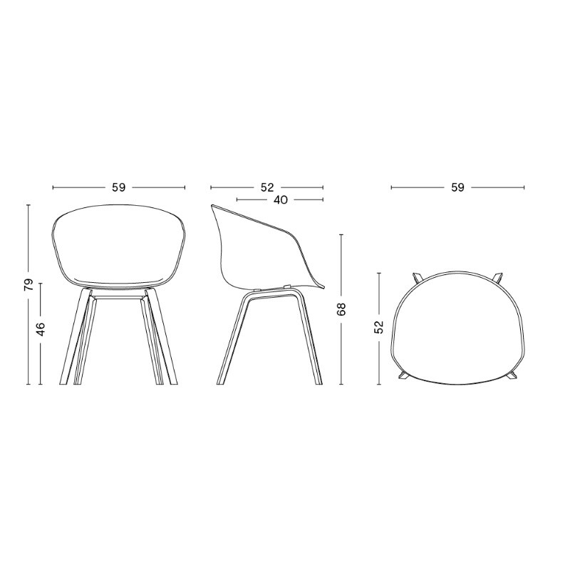 About a Chair AAC 23 Upholstered Matt Lacquered Oak Base