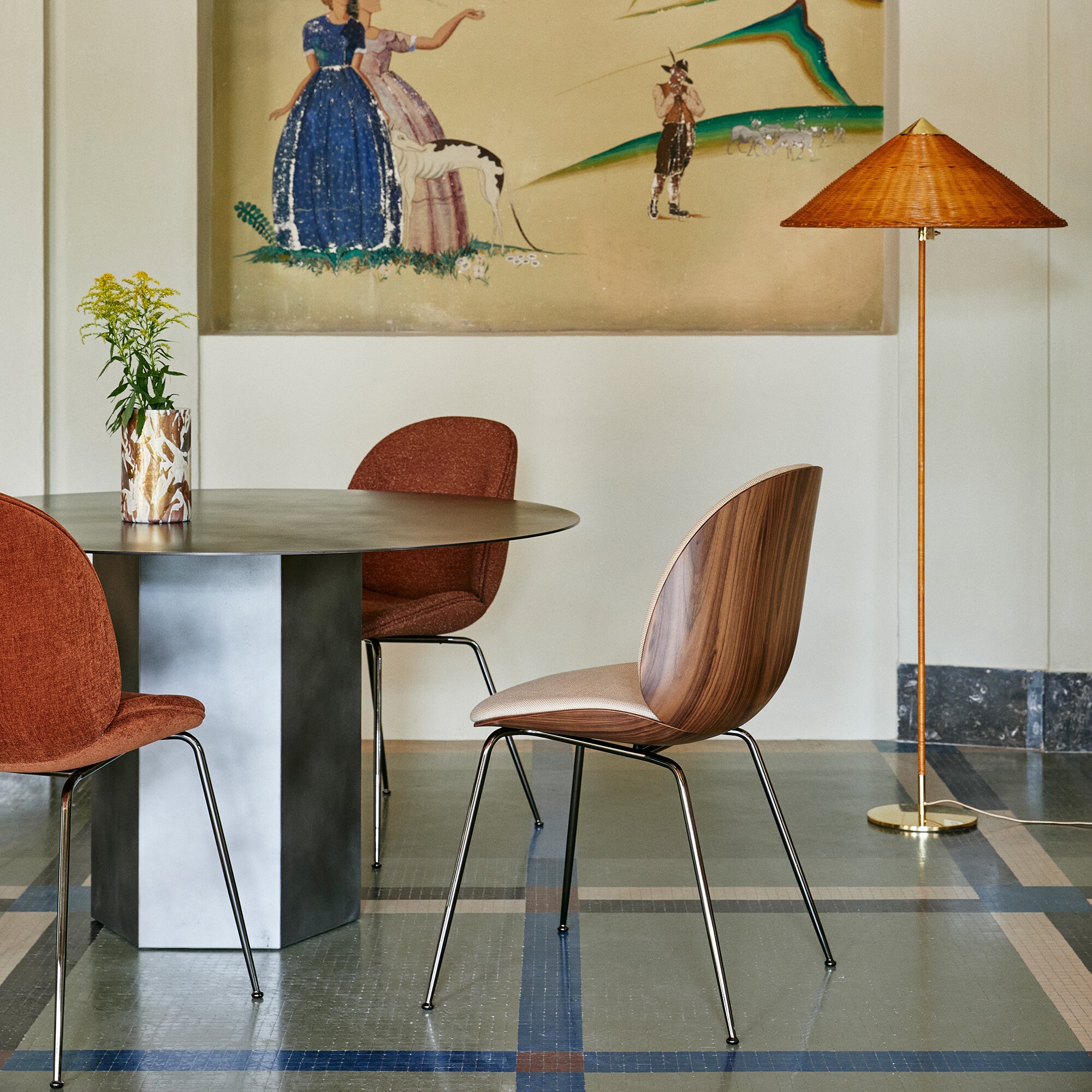 Beetle 3D Veneer Dining Chair Upholstered