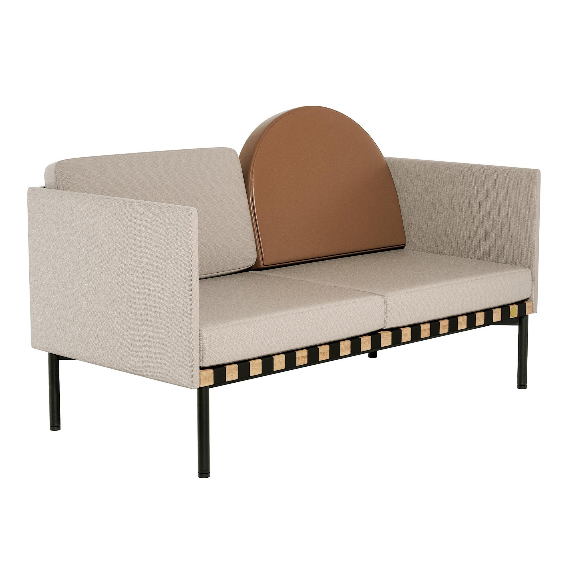 Grid Sofa With 2 Armrests Frame Oak