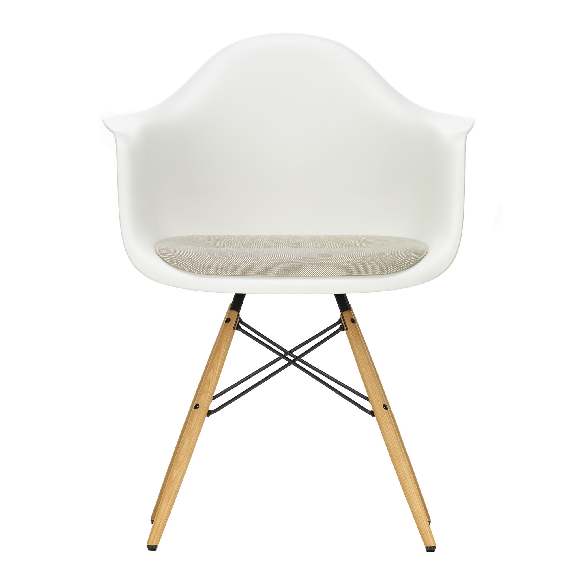 Eames Plastic Armchair DAW Upholsterd Ash Base