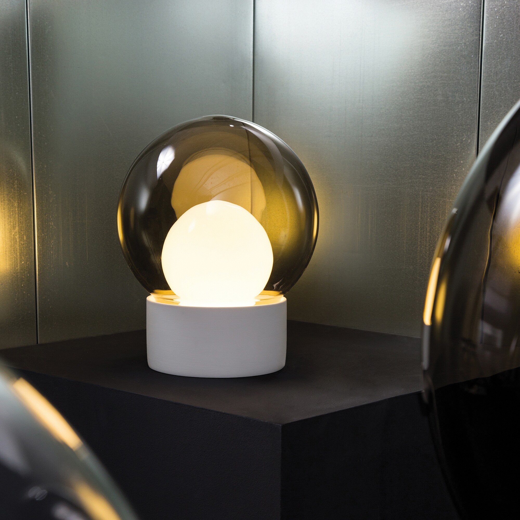 Boule Small Table Lamp Pedestal White