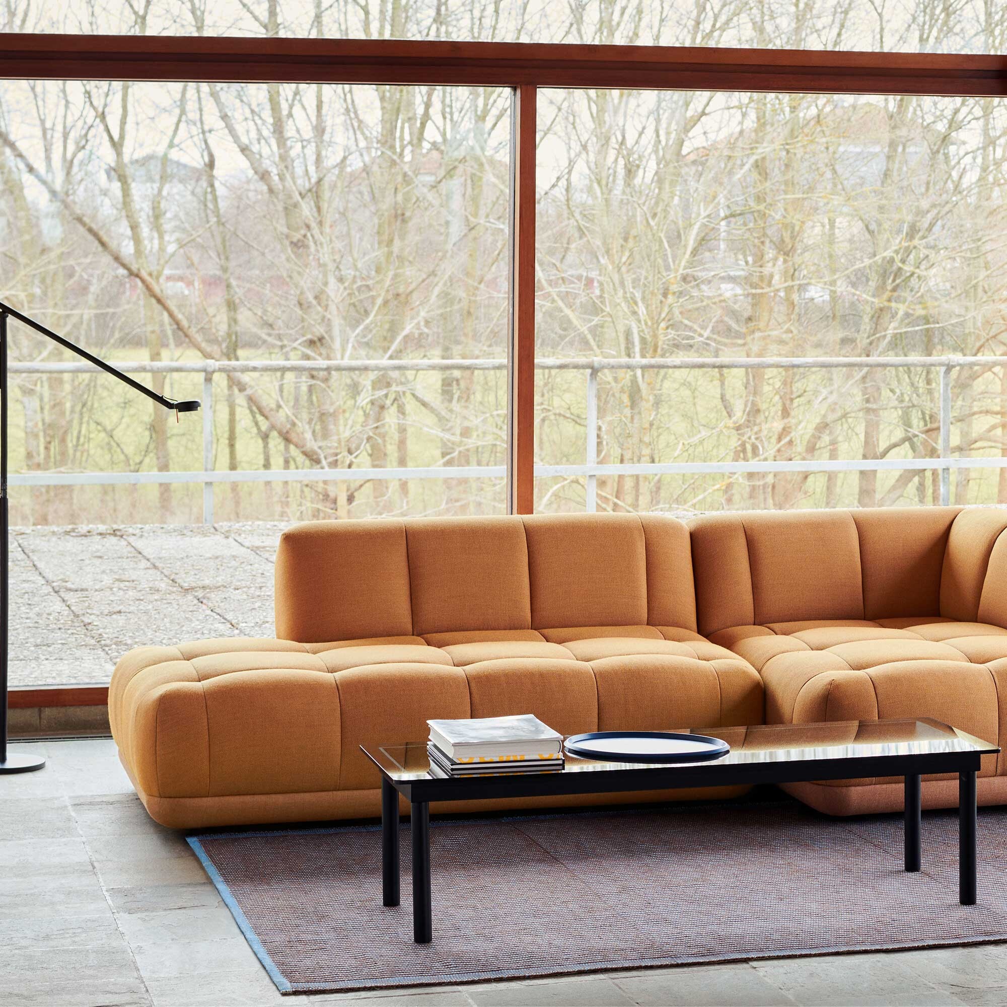 Kofi Coffee Table Black Lacquered Oak Base 140x50cm