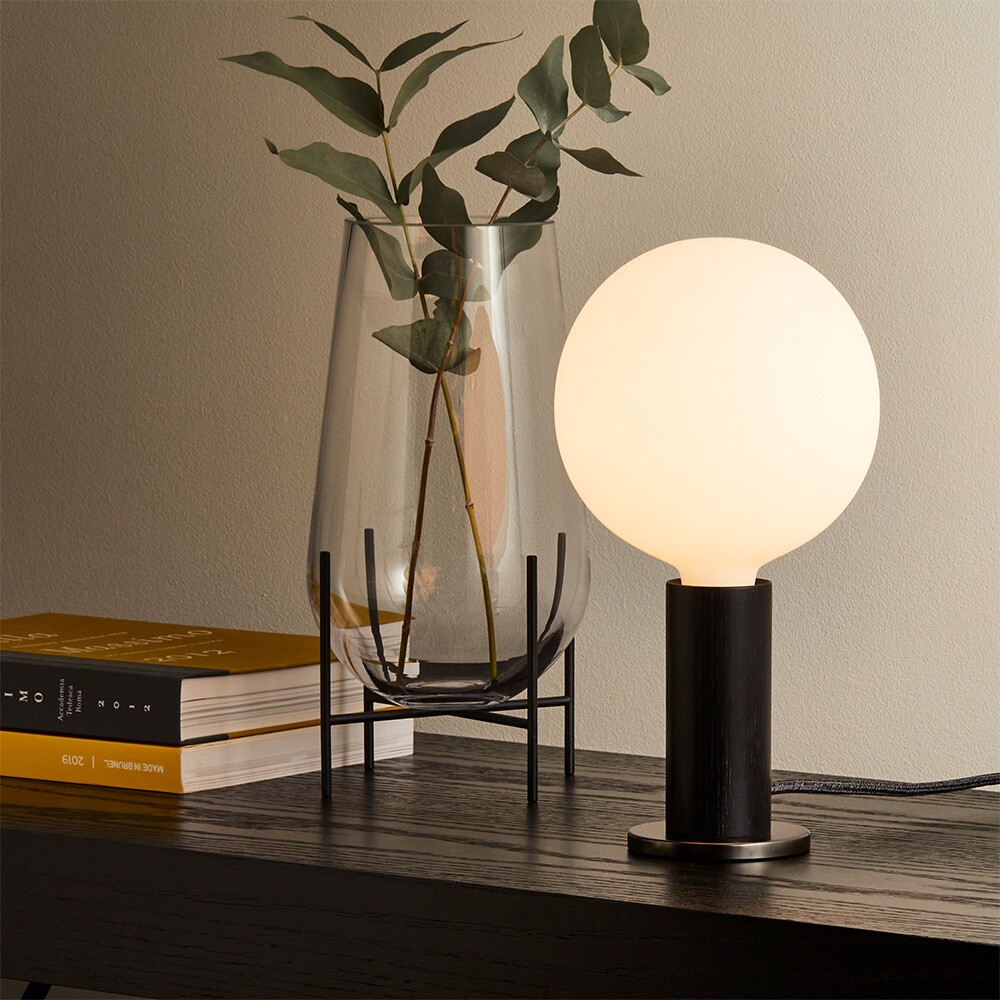 Blackened Oak Knuckle Table Lamp With Sphere IV Dim To Warm