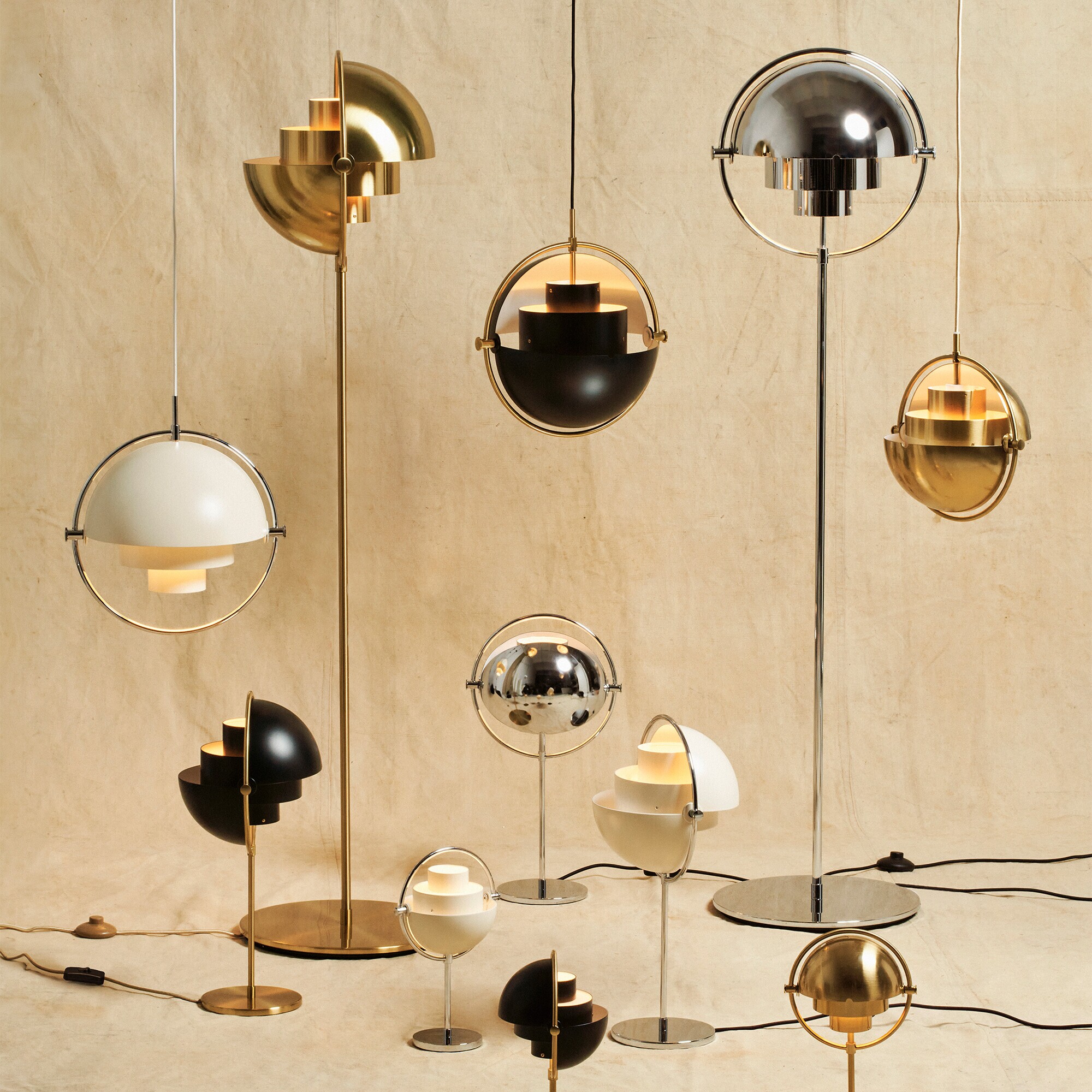 Multi-Lite Suspension Lamp Ø36cm Frame Brass