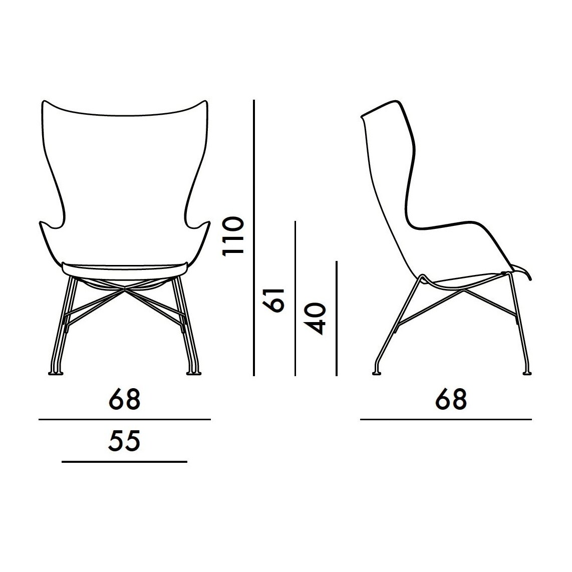 K/Wood Armchair Leather