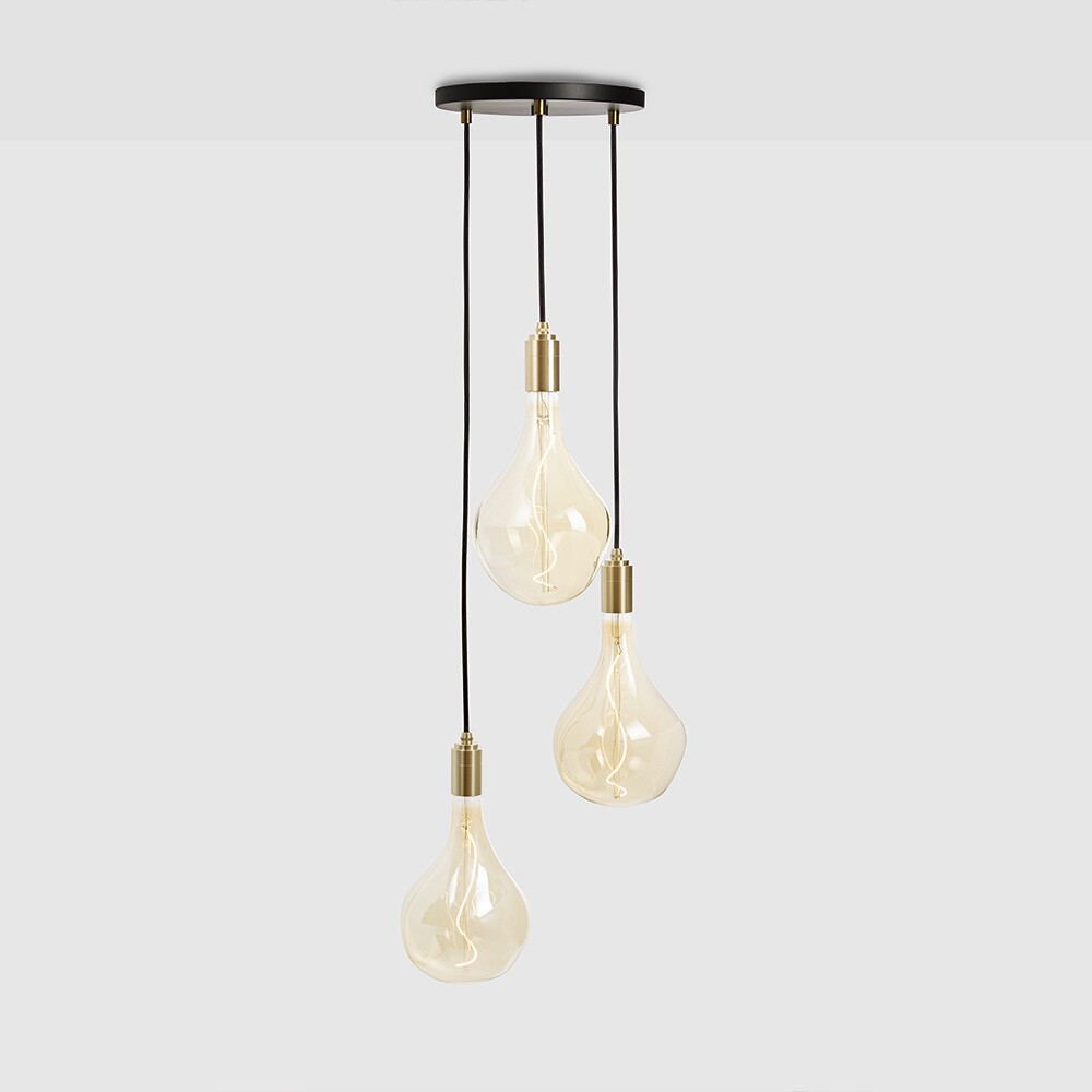 Brass Triple Pendant with Voronoi II Suspension Lamp