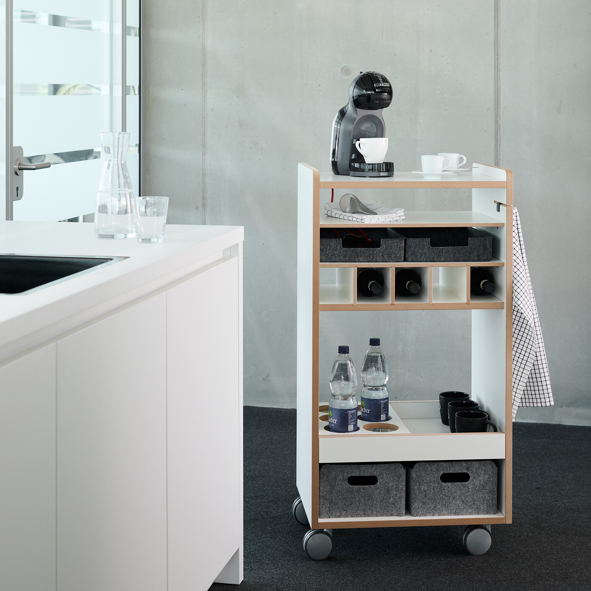 Fahrbar Mobile Trolley with Horizontal Bottle Insert