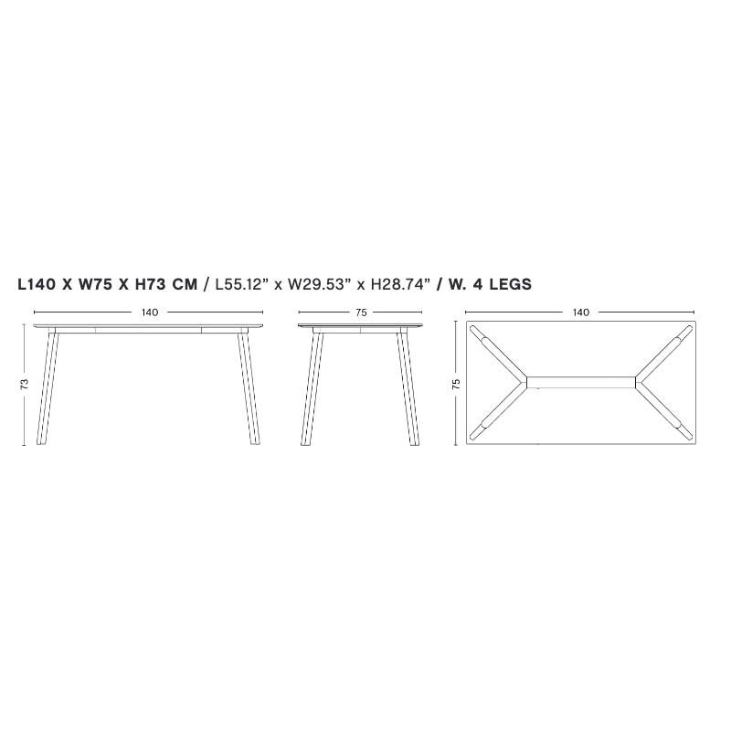 Copenhague Deux CPH210 Table 140x75cm