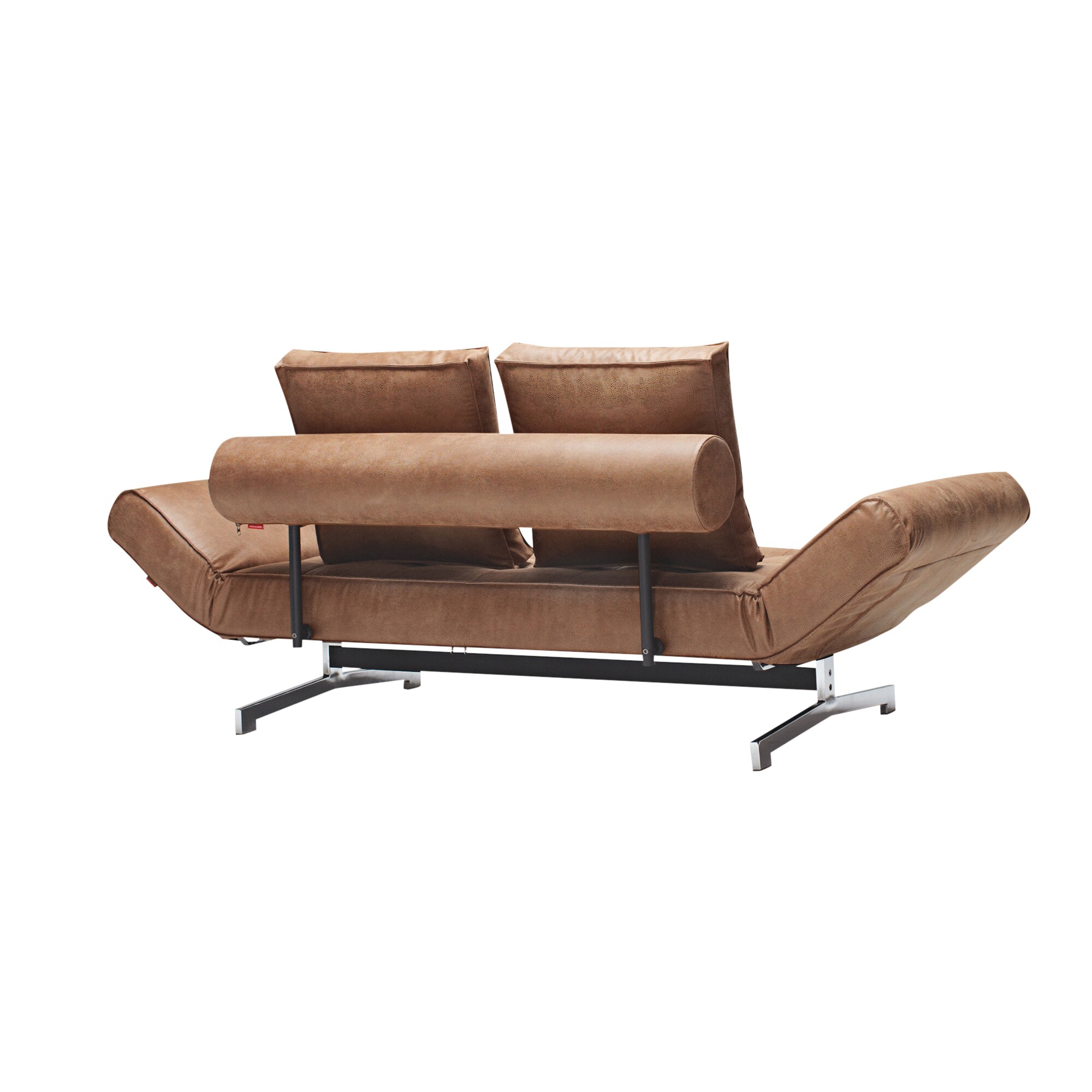 Ghia Sofa Bed Fabric with Leather Legs Chromed Steel