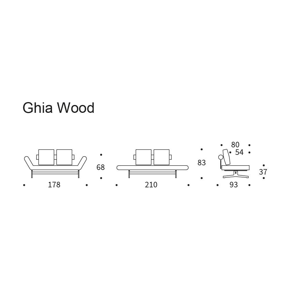Ghia Wood Sofa Bed 210x93cm