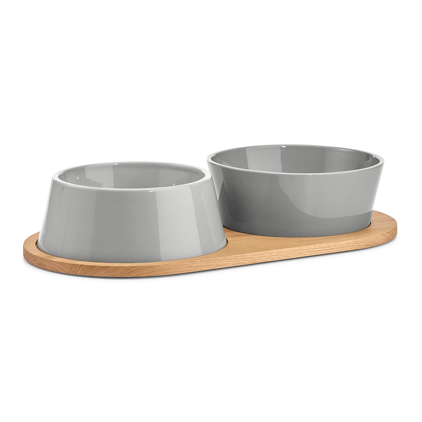 Doppio Set of 2 Dog Bowls with Wooden Tray SM