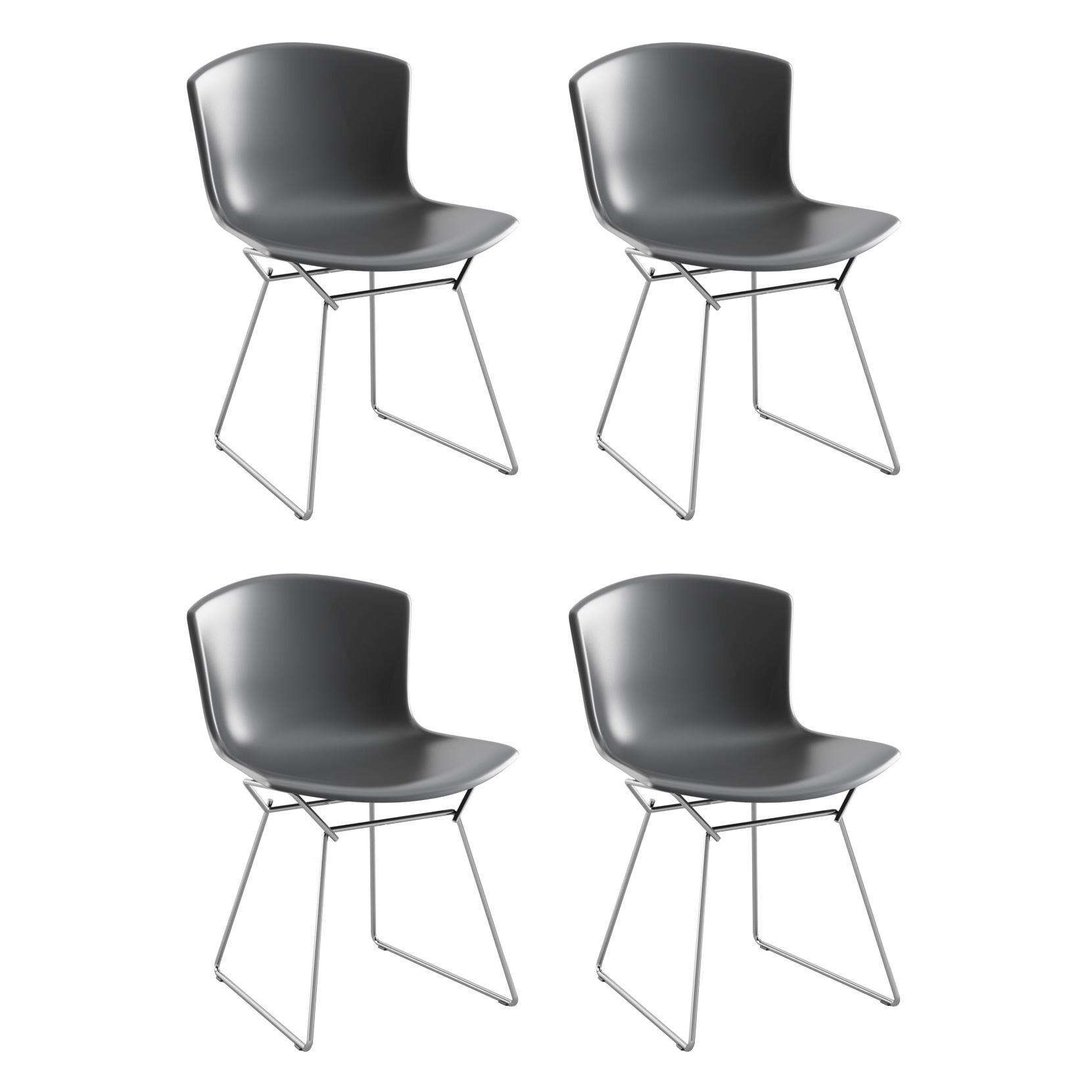 Bertoia Plastic Side Chair Frame Chromed Set of 4