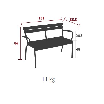 Luxembourg Outdoor Bench 2 Seater