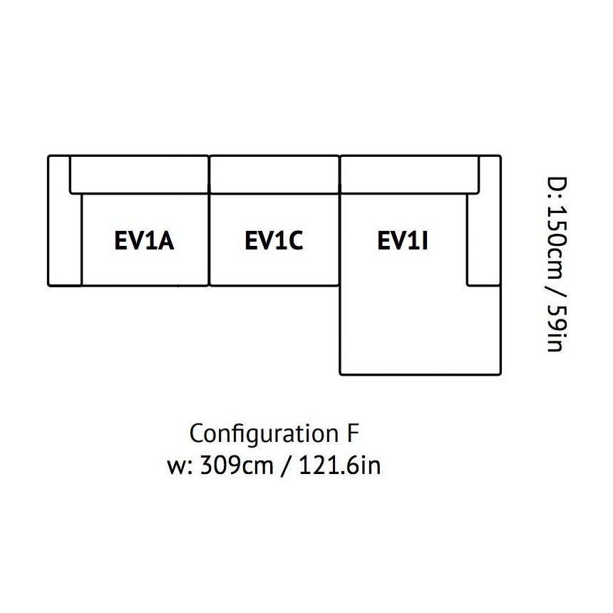 Develius 3-Seater Sofa Chaise Longue Right