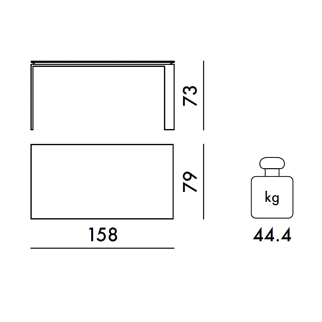 Four Table 158x79x73cm