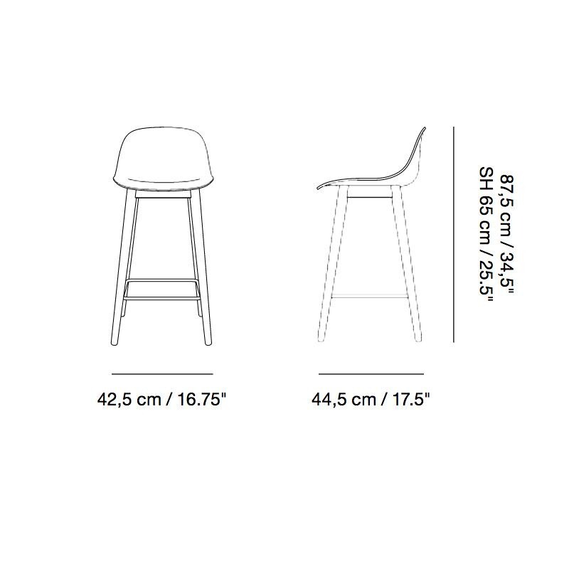 Fiber Bar Stool With Backrest Wood Base Leather