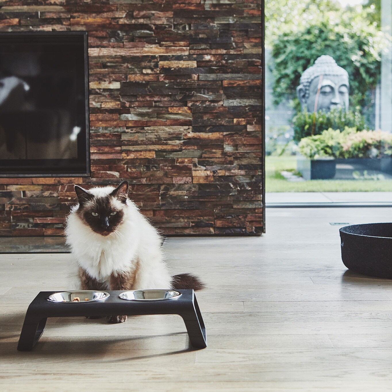 Desco Cat Bowl Stand S Wood