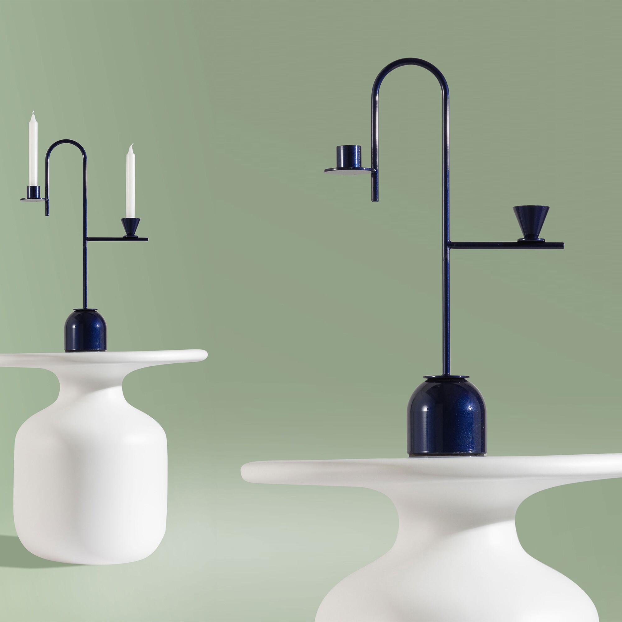 Blue Candle Holder H 43cm