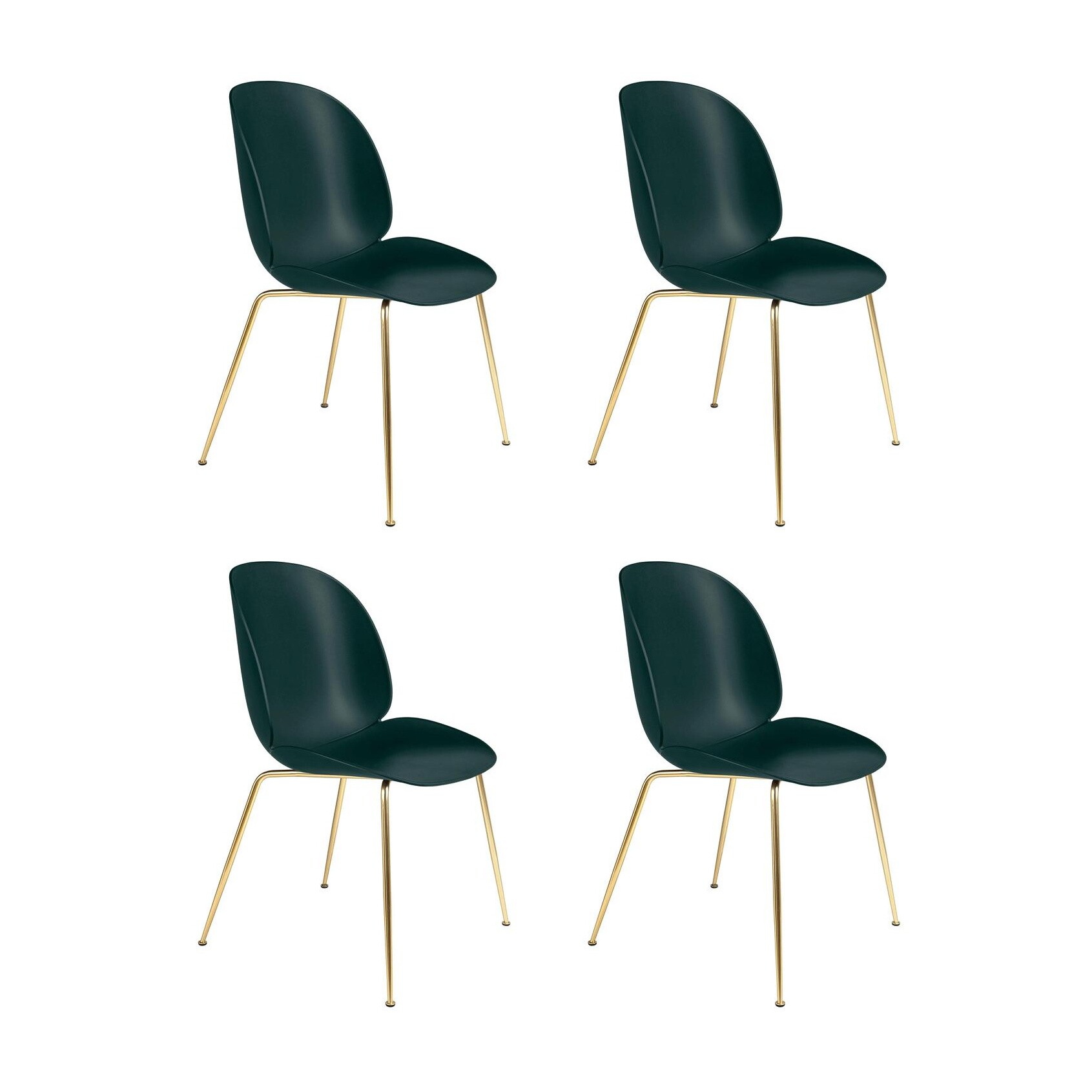 Beetle Dining Chair Brass Base Set of 4