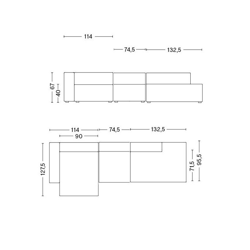 Mags 3 Seater Sofa 321x127.5x67cm