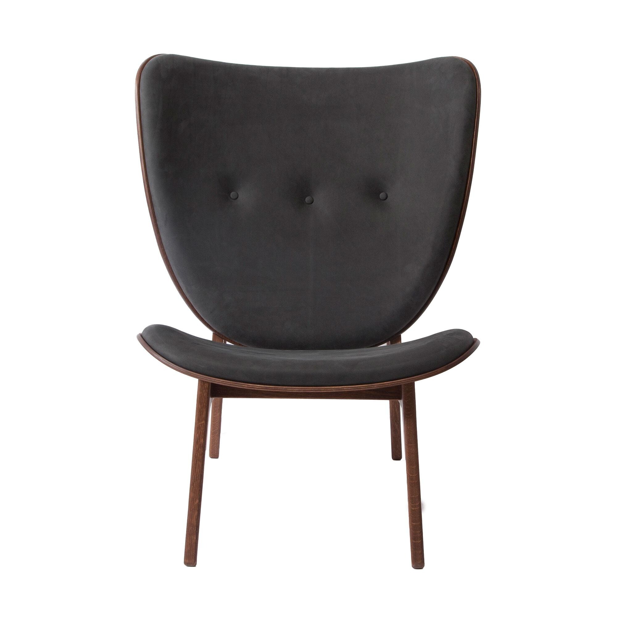 Elephant Lounge Chair Leather Dark Stained Oak Base