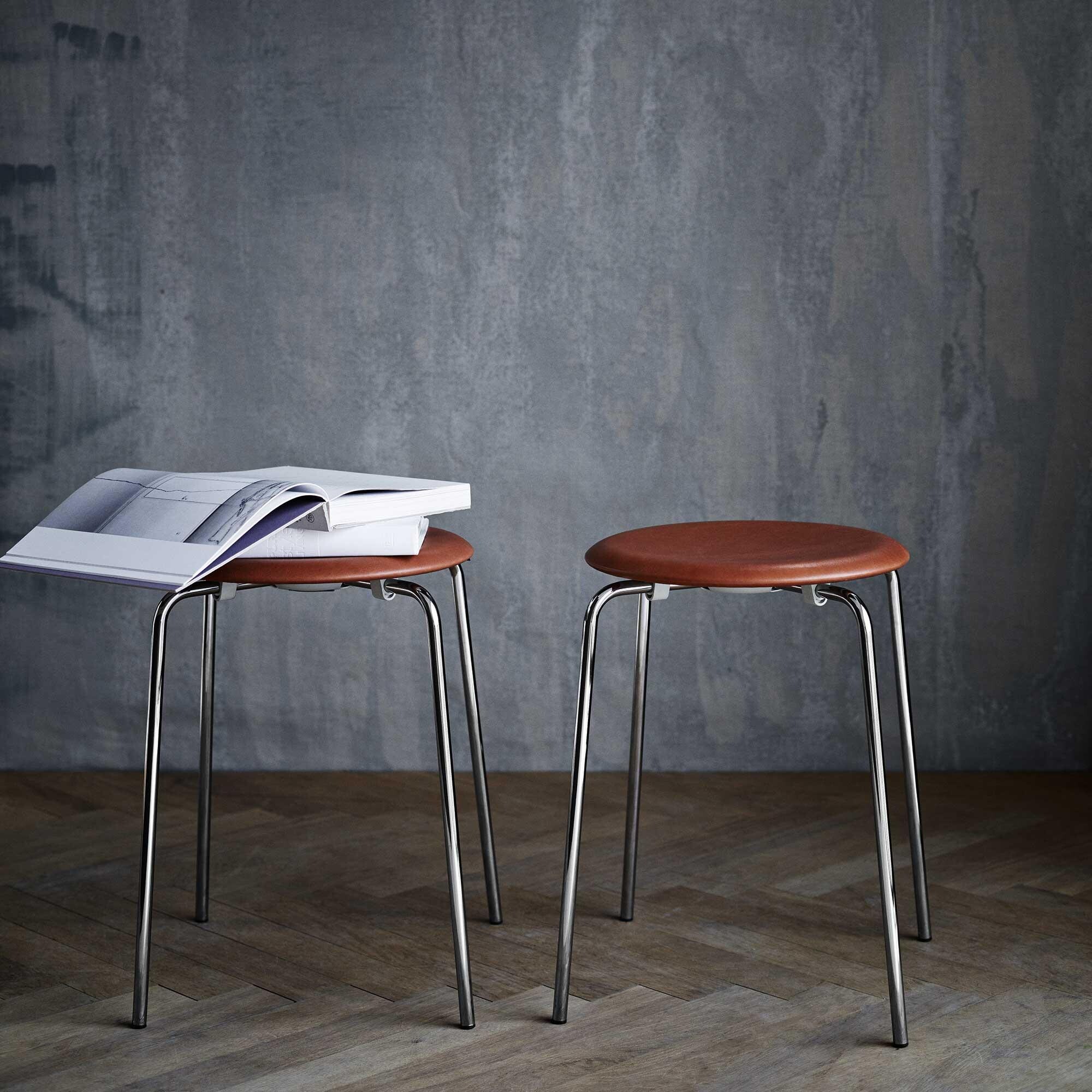 DOT™ Stool Leather Chromed Steel Base