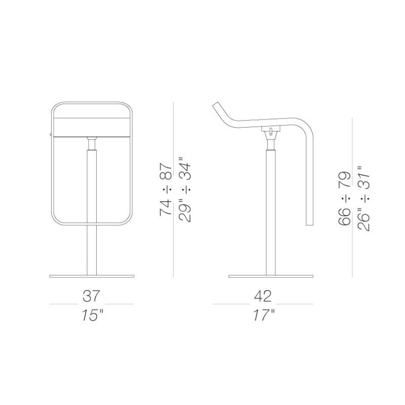 LEM S80 Bar Stool Seat Oak 66-79cm