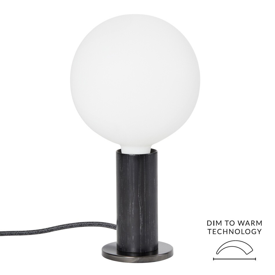 Blackened Oak Knuckle Table Lamp With Sphere IV Dim To Warm